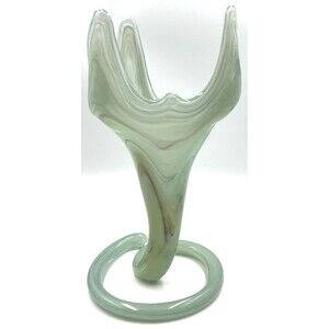 Art Glass Vase Old Hickory Hand-Pulled Tri-Point Coil Base 12" Oklahoma USA
